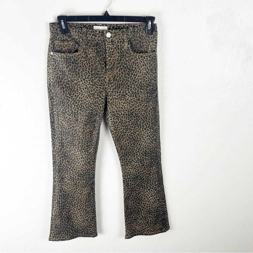 FRAME Le Crop Mini Bootcut Leopard Print High Rise Jeans Size 29